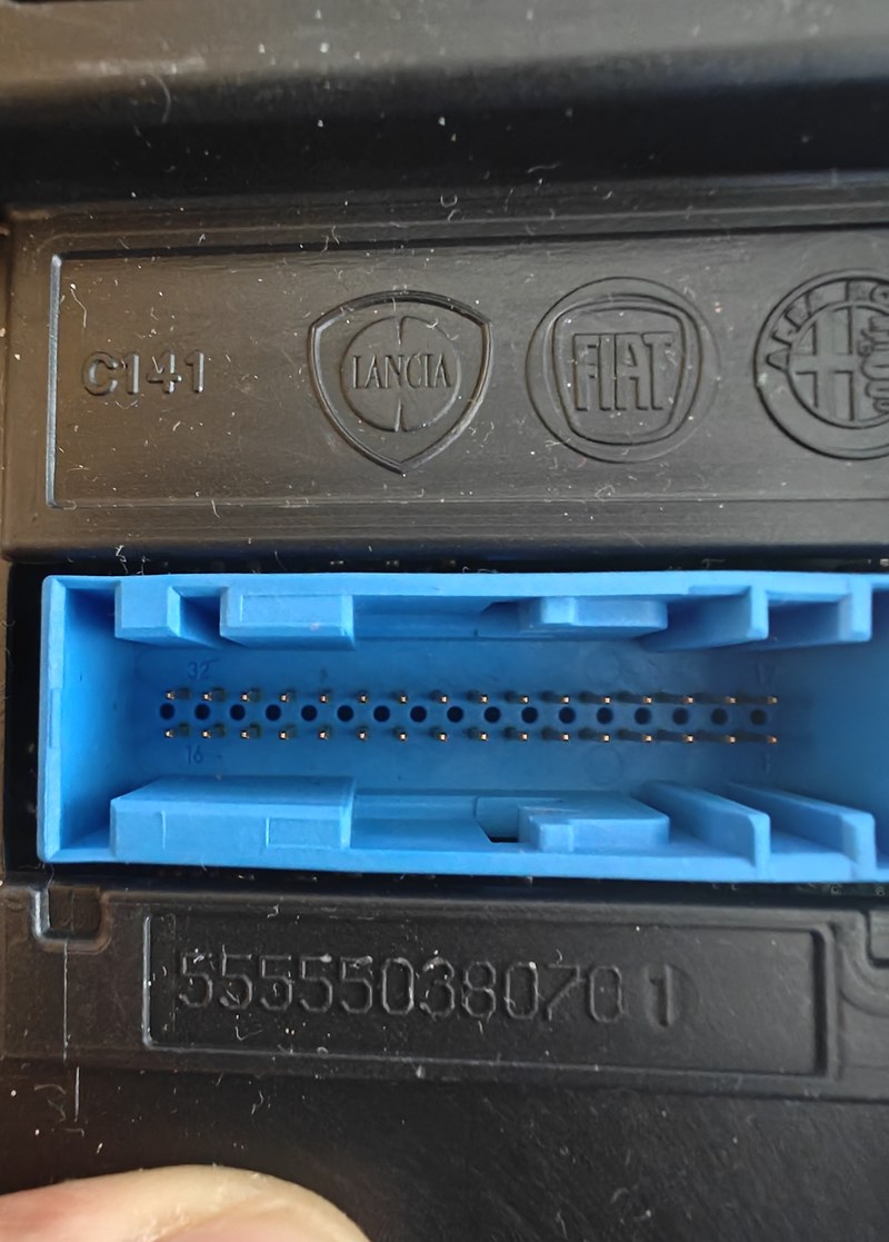 Connettore maschio blu nella custodia del modulo originale.